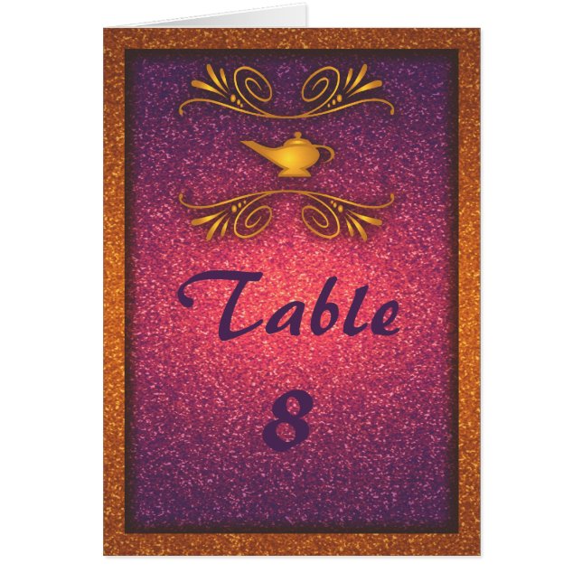 Tarjeta de número de tabla del Boda de la lámpara  (Frente)