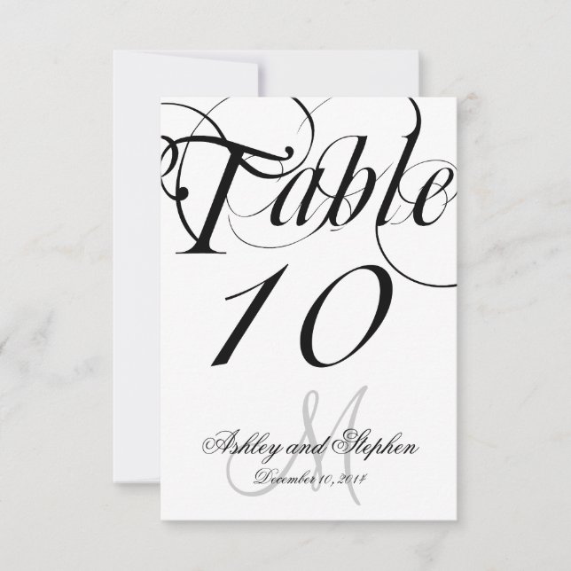 Tarjeta de número de tabla del Boda de monograma b (Anverso)