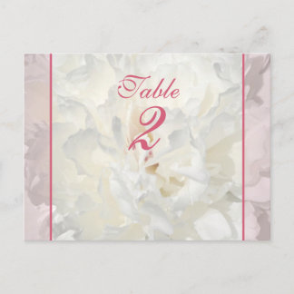 Tarjeta de número de tabla del Boda de peonía blan