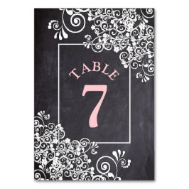 Tarjeta de número de tabla del Boda de pizarra