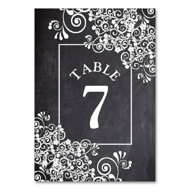 Tarjeta de número de tabla del Boda de pizarra (Anverso)
