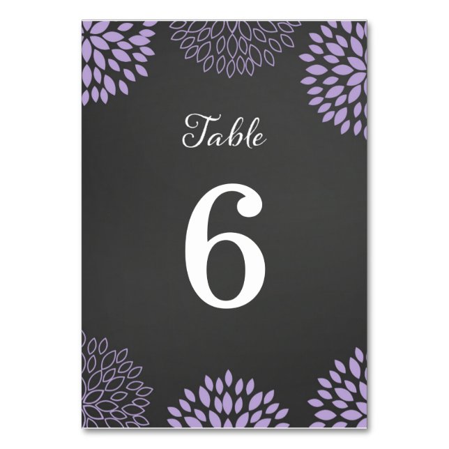 Tarjeta de número de tabla del Boda de pizarra mor (Anverso)