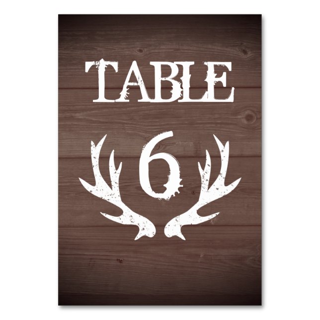 Tarjeta de número de tabla del boda del ciervo de  (Anverso)