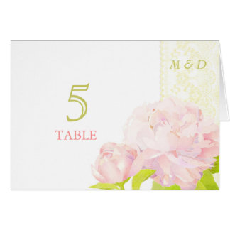 Tarjeta de número de tabla del Boda Peony de Rubor