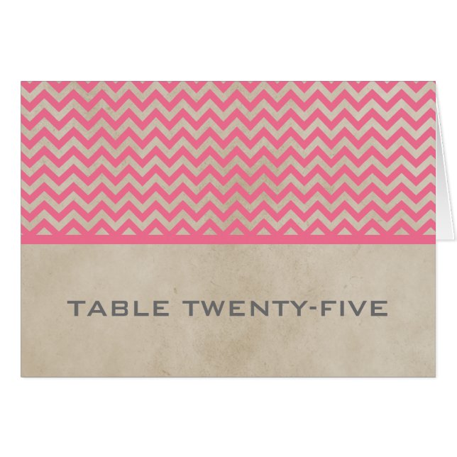 Tarjeta de número de tabla del cheurón de Moda ros (Anverso (Horizontal))