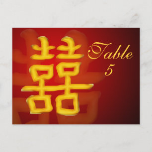 Tarjeta de número de tabla Doble felicidad china