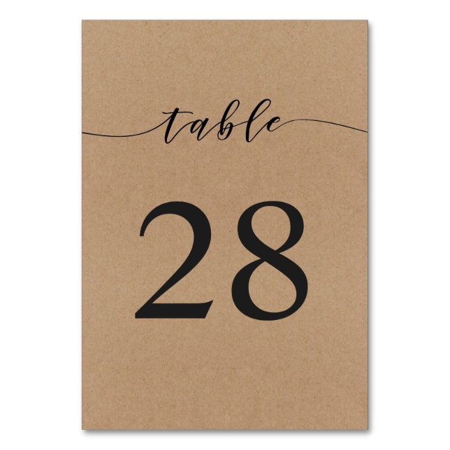 Tarjeta de número de tabla | Elegante caligrafía H (Anverso)