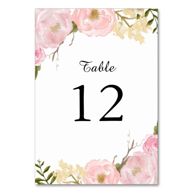 Tarjeta de número de tabla floral botánica blanca  (Anverso)