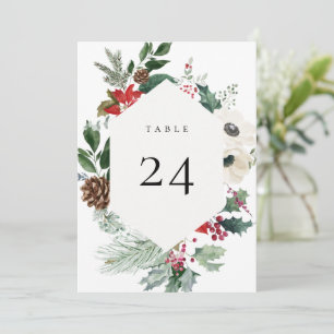 Tarjeta de número de tabla floral botánica de invi