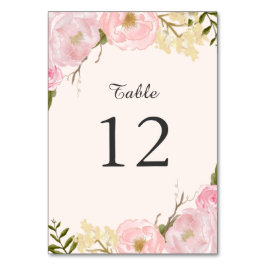Tarjeta de número de tabla floral botánica rosa Ru