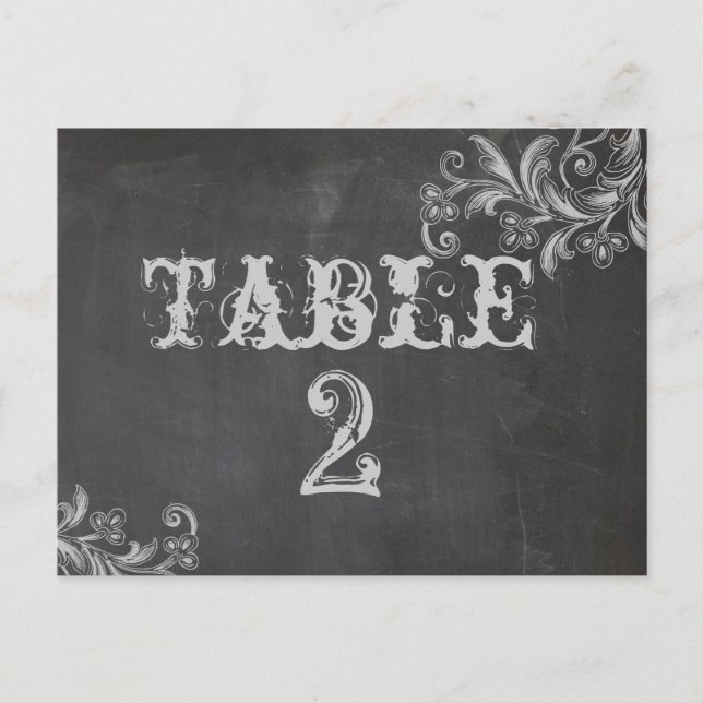 Tarjeta de número de tabla floral Chalkboard (Anverso)