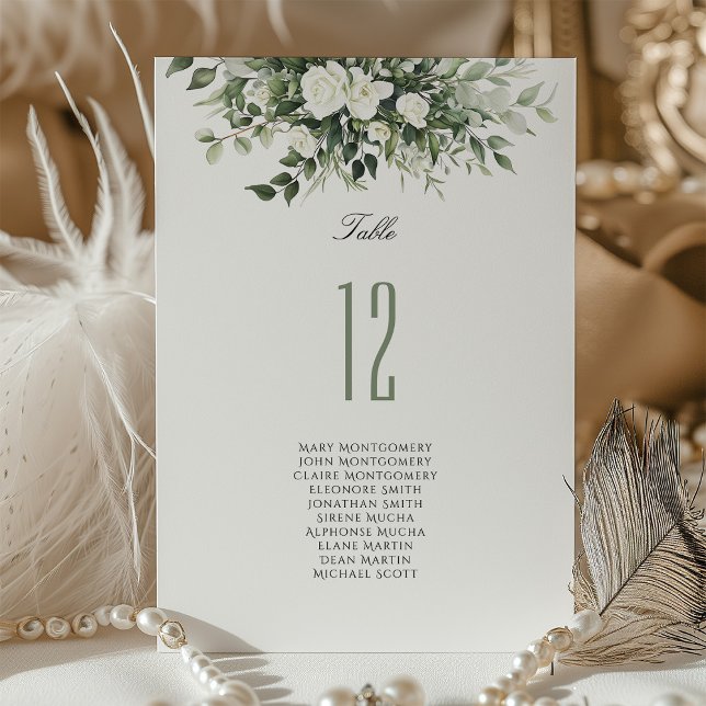 Tarjeta de número de tabla floral con nombres de i (Subido por el creador)