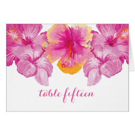 Tarjeta de número de tabla floral de Hibiscus Brus