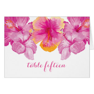 Tarjeta de número de tabla floral de Hibiscus Brus