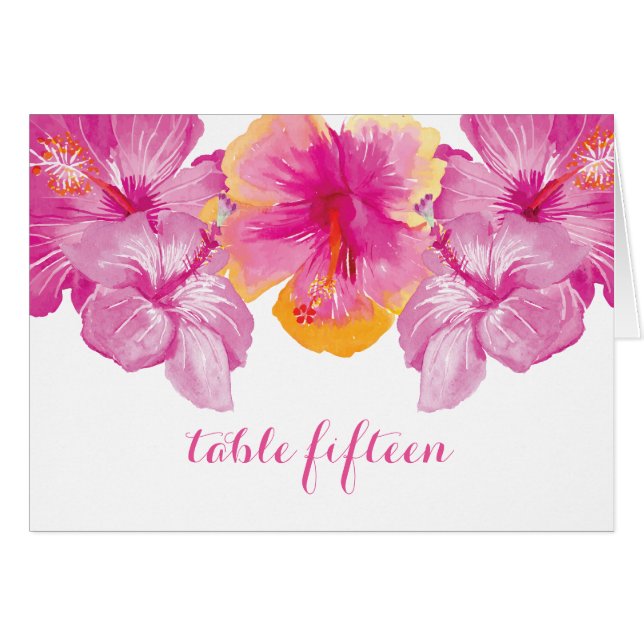 Tarjeta de número de tabla floral de Hibiscus Brus (Anverso (Horizontal))