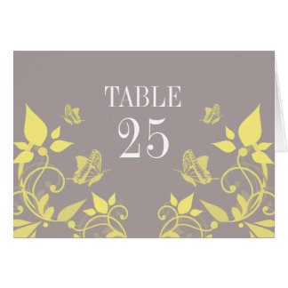 Tarjeta de número de tabla floral de mariposa amar