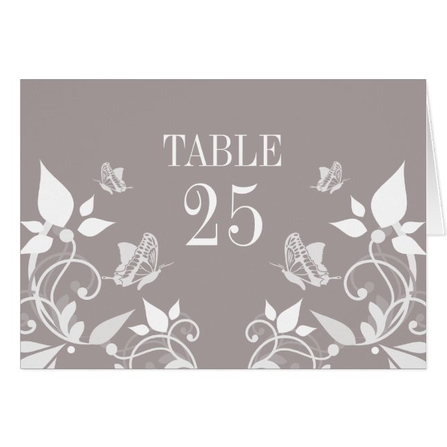 Tarjeta de número de tabla floral de mariposa de m (Anverso (Horizontal))