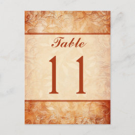 Tarjeta de número de tabla floral de naranja y mar