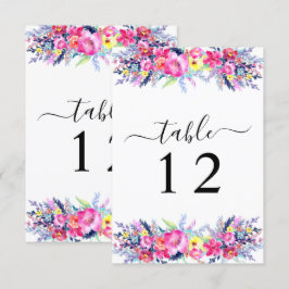 Tarjeta de número de tabla floral de primavera ama