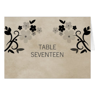 Tarjeta de número de tabla floral gris dulce vinta