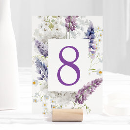 Tarjeta de número de tabla floral Purple + Lavende