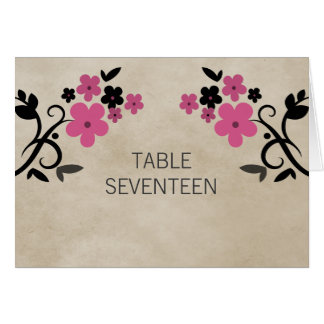 Tarjeta de número de tabla floral rosa dulce vinta