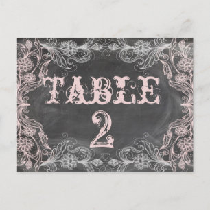 Tarjeta de número de tabla floral rosa rosa de piz