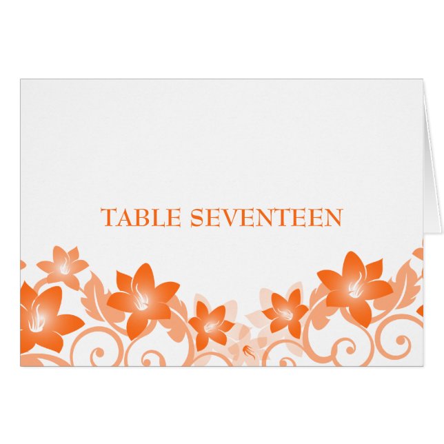 Tarjeta de número de tabla floral simple naranja (Anverso (Horizontal))