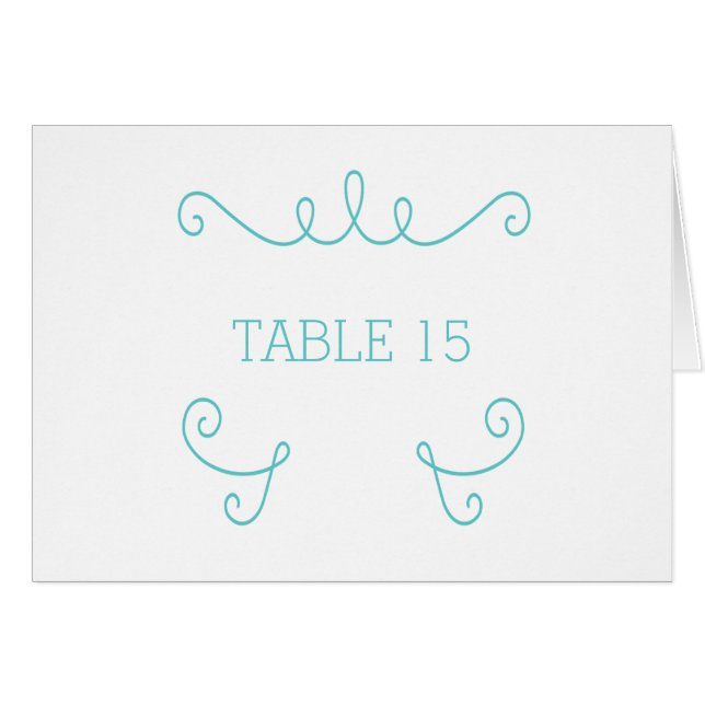 Tarjeta de número de tabla floreciente verde azula (Anverso (Horizontal))