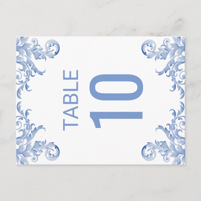 Tarjeta de número de tabla Flourish de acuarela az (Anverso)