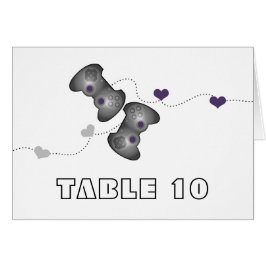 Tarjeta de número de tabla Geeky Gamers (Plata/Púr