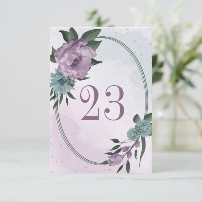tarjeta de número de tabla geométrica de flores az (Anverso de pie)