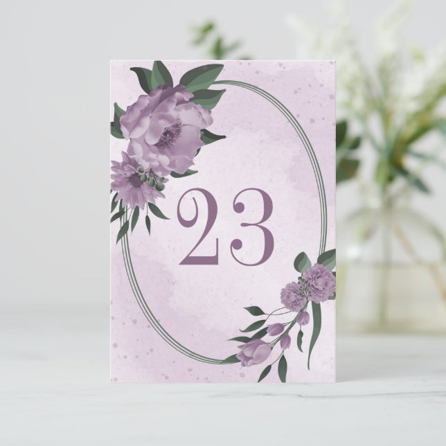 tarjeta de número de tabla geométrica de flores pú (Anverso de pie)