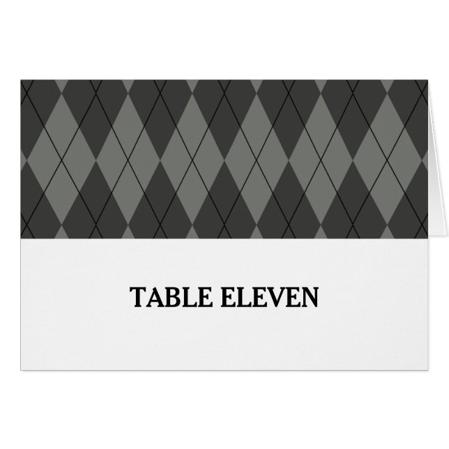 Tarjeta de número de tabla Gray Argyle (Anverso (Horizontal))