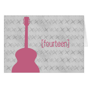 Tarjeta de número de tabla grunge de guitarra rosa