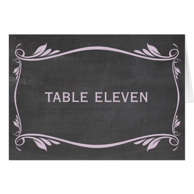 Tarjeta de número de tabla Lilac Flourish Chalkboa (Anverso (Horizontal))