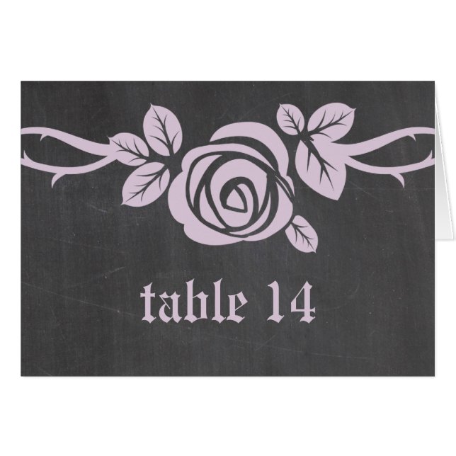 Tarjeta de número de tabla Lilac Rosa Chalkboard (Anverso (Horizontal))
