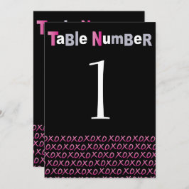 Tarjeta de número de tabla LOVE & KISSES PINK Bat 