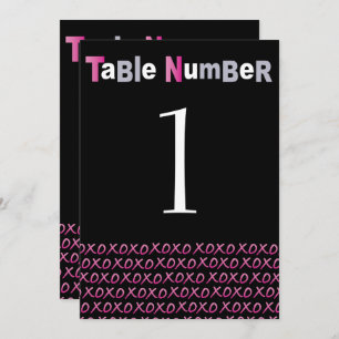 Tarjeta de número de tabla LOVE & KISSES PINK Bat