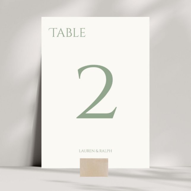 Tarjeta de número de tabla moda Sage Green & Ivory (Subido por el creador)