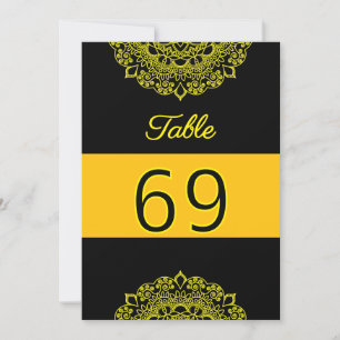 tarjeta de número de tabla negra dorada mandala