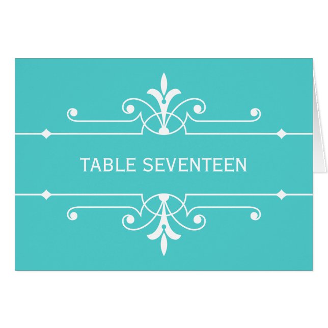 Tarjeta de número de tabla ornamental Aqua Fancy (Anverso (Horizontal))