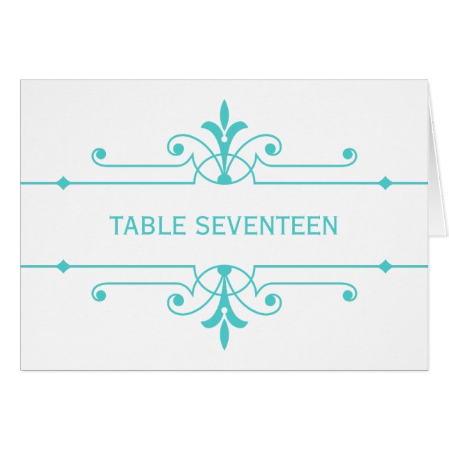 Tarjeta de número de tabla ornamental Aqua v2 Fanc (Anverso (Horizontal))