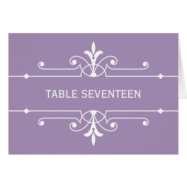 Tarjeta de número de tabla ornamental púrpura (Anverso (Horizontal))