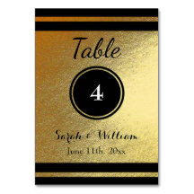 TARJETA DE NÚMERO DE TABLA Oro/BODA Negro personal