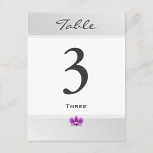 Tarjeta de número de tabla orquídea morada oscura