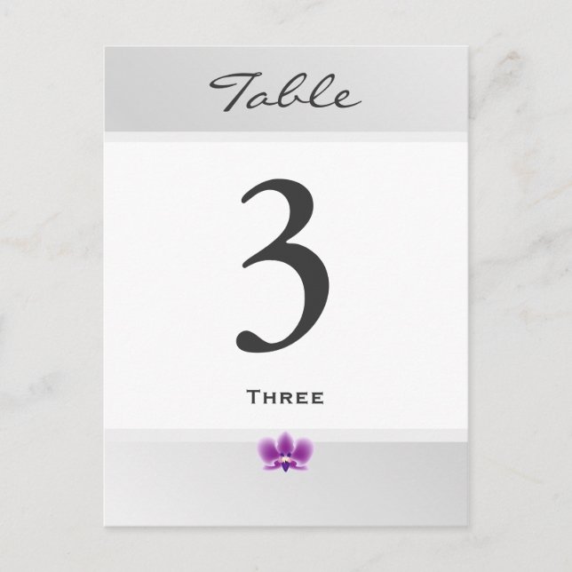 Tarjeta de número de tabla orquídea morada oscura (Anverso)