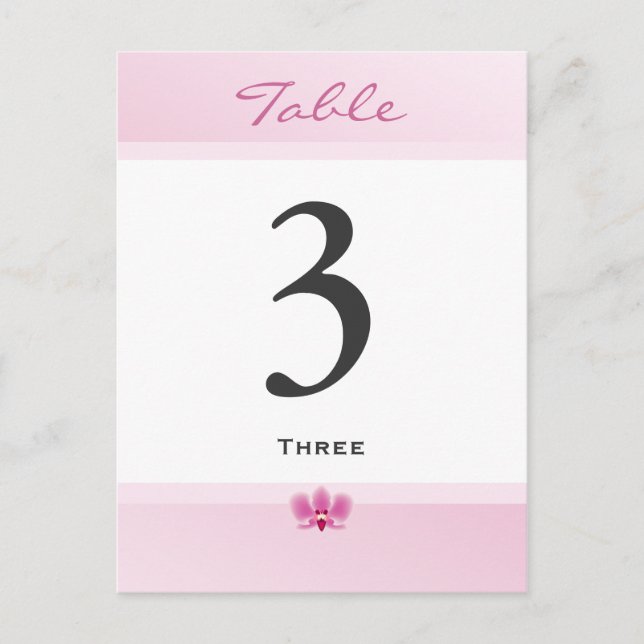 Tarjeta de número de tabla Orquídea Púrpura (Anverso)