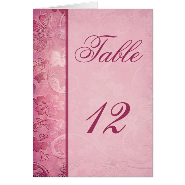 Tarjeta de número de tabla Pink Floral Paisley (Frente)