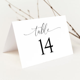 Tarjeta de número de tabla plegada Boda de guión e